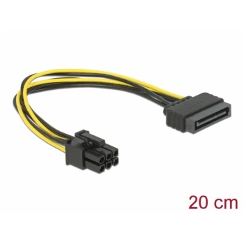 SATA  > PCI-E videokaardi 6-pin toitepistik, 0,2m, Must