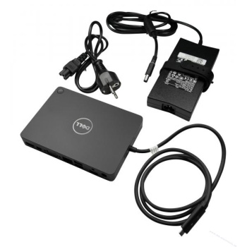 Dock Dell Latitude WD15 (USB Type-C) + 130W laadija, väljundid: VGA, mini-DisplayPort, HDMI, kasutatud, garantii 1 aasta