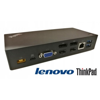 Lenovo 40A9 USB-C Dock (FRU 03X7194), 1 X USB-C, 3 x USB 3.0, 2 x USB 2.0, 2 x DisplayPort- ja 1 x VGA-väljundid, LAN, kõrvaklapipistik, komplektis USB-C kaabel ja 90W analooglaadija, kasutatud, garantii 1 aasta