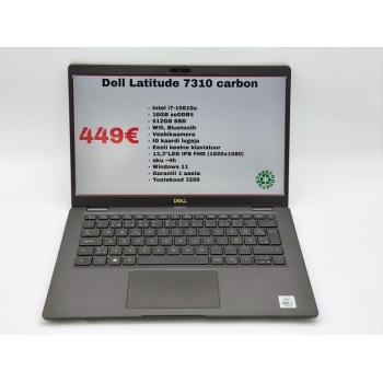 Kasutatud äriklassi sülearvuti Dell Latitude 7310 carbon kasutatud sülearvuti arvutiait