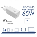 Akyga AK-CH-23 65W USB-C PD GaN 5-20V / 3-3.25A/ USB-C kaabel 1M/ Uus / garantii 1 aasta 