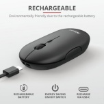 Juhtmevaba hiir must TRUST Puck Rechargeable Wireless Ultra-Thin Mouse/Bluetooth uus/garantii 2 aasta