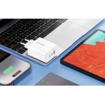 Laadija Foneng GAN65 USB-A, USB-C, USB-C GAN65 65W/kaasa USB-C to USB-USB-C kaabel/Valge/uus/garantii 12 kuud