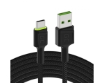 Green Cell Cable GC Ray USB-C 200cm Cable with green LED backlight, fast charging Ultra Charge, QC 3.0/ UUS/Garantii 12 kuud 