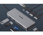 USB-C dock MOKiN Docking Station 9 in 1 USB C to 2x USB 2.0 + USB 3.0 + 2x HDMI + DP + PD + SD + Micro SD (silver), garantii 1 aasta