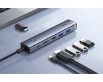 USB-C dock Baseus AIR UltraJoy Series 30Hz Type-C - HDMI, USB3.0x2, USB2.0, C3.0, PD (grey), garantii 1 aasta